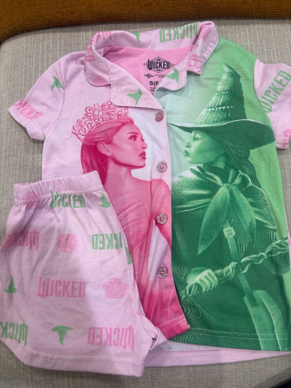 Universal Wicked Pink and Green Character Pajama Top
